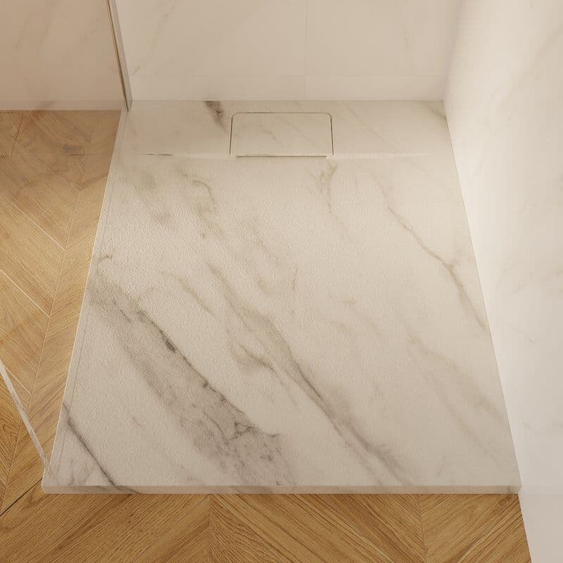 SENSEA Piatto doccia  in composito minerale di resina gelificata Neo bianco L 80 x L 100 x H 2.7 cm opaco effetto marmo