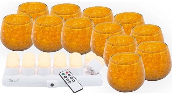 Securit® Luna Orange Glasstage M/hvid Led, 12 Stk