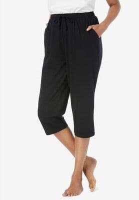 Plus Size Women's Knit Sleep Capri by Dreams & Co. in Black (Size 6X) Pajamas