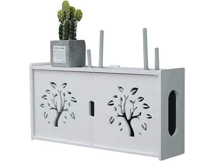 Étagère De Routeur Murales Blanc Boîte De Rangement Pour Routeur Wifi Tv Décodeur Boîte De Rangement Murale Router Storage B[BI208]