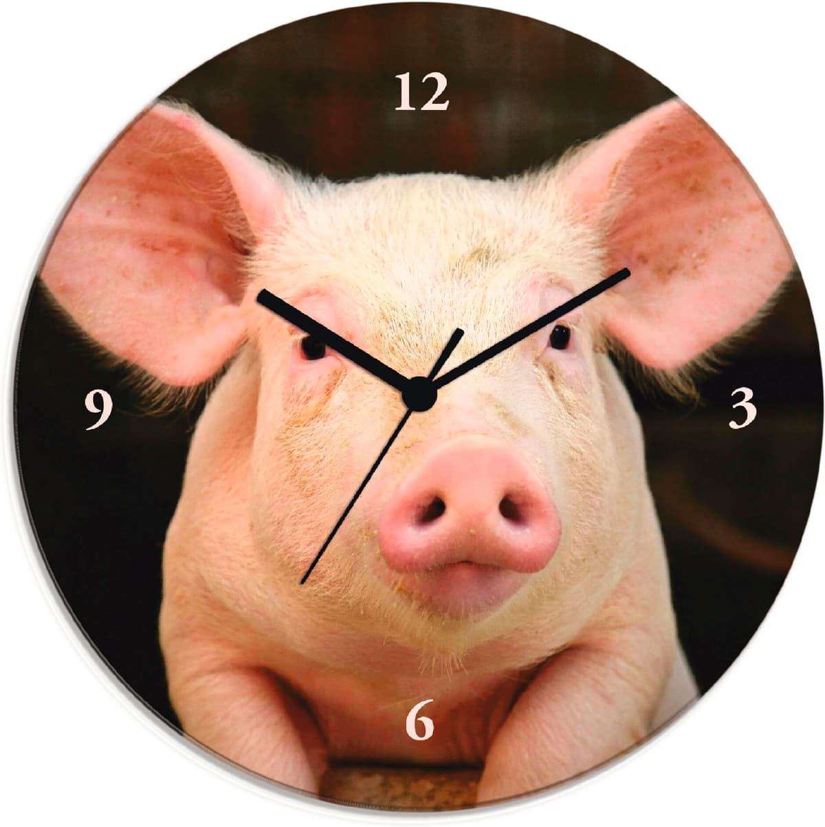 Wanduhr ARTLAND "Vorwitziges Schwein", pink, T:1,8cm, Wanduhren, Wanduhr, wahlweise mit Quarz- oder Funkuhrwerk, lautlos ohne Tickgeräusche pink Ø 30cm, Funkuhr