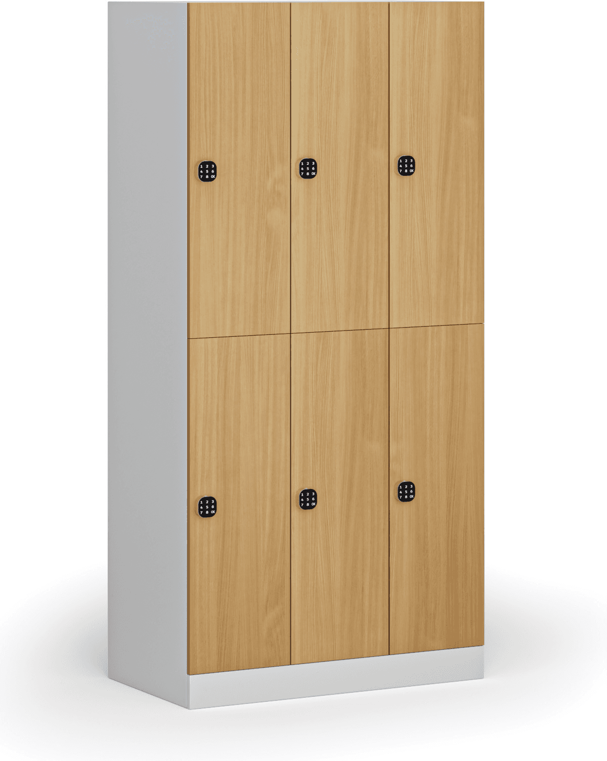 B2B Partner Šatníková skrinka S1 s úložnými boxmi, 6 boxov, 1850 x 900 x 500 mm, kódový zámok, laminované dvere, buk