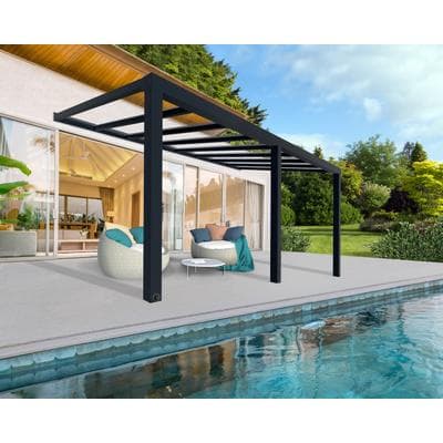 Terrassendach PALRAM - CANOPIA "Stockholm Alu Terrassenüberdachung", grau, B:588cm T:331cm, Aluminium, Polycarbonat (PC), Terrassenüberdachungen, einfache DIY Montage