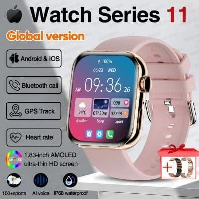 Uplift Picks AMOLED GPS Smartwatch With Bluetooth Calling Waterproof Fitness Watch For Men And Women pink Steel A brand Original
