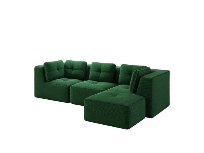 Canapé compressé d'angle modulable -canapé-lit convertible en forme de L 3 places - canapé corduroy pour salon et chambre vert