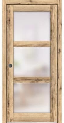 SartoDoors Lucia 2552   Interior French Doors French Door   Solid Wood w/ Glass   Hardware Set   18x80, Oak Bedroom Door