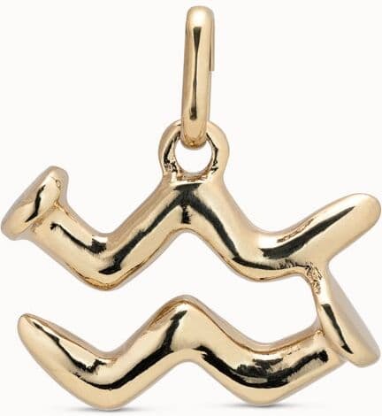 UNOde50 Charm bañado en oro de 18k con forma de signo acuario Dorado U