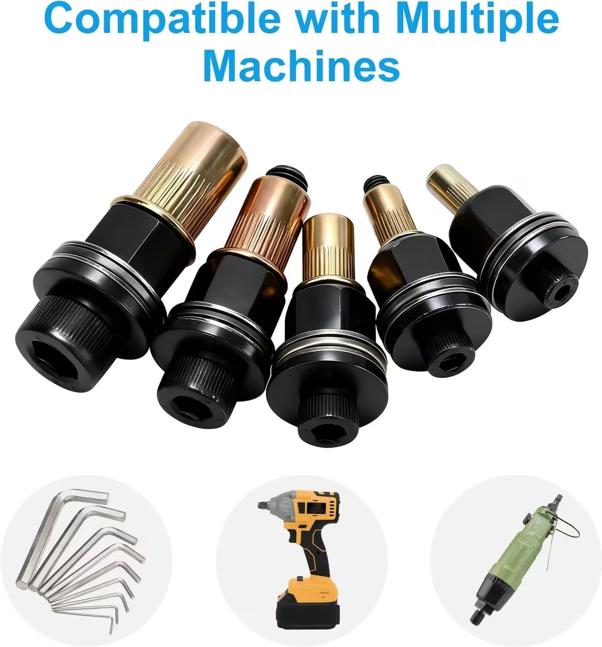 NONE 7Pcs M3-M12 Carbon Steel Rivet Nut Tool Kit - Manual Wrench & Drill Compatible for Auto Repair Shelving Blind Rivet Installation