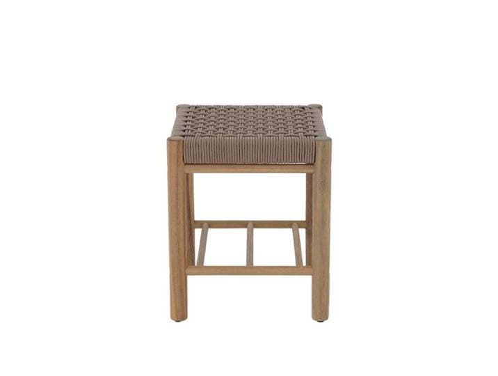 Tabouret intérieur et extérieur AVI en bois d'acacia et corde marron clair