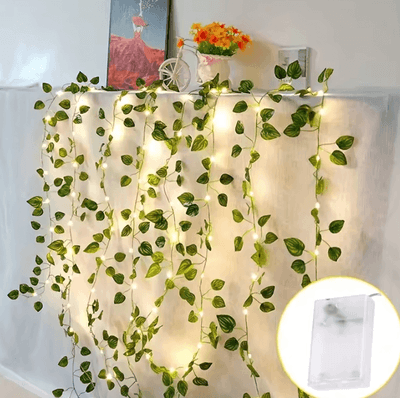 Inspire Curations 2M 20LED Green Leaf String Lights Ivy Fairy Garland Decor battery Leaf 2m 20 Led