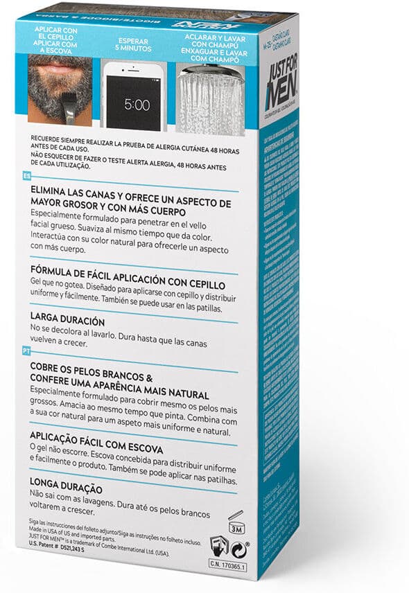 Tinta em gel Just For Men para bigode, barba e costeletas #CastanhoClaro