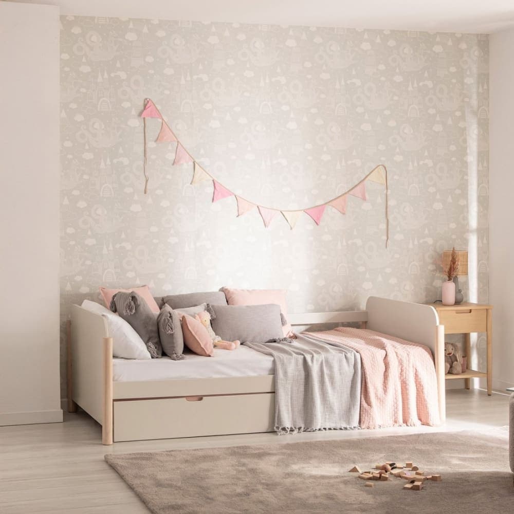 Klast Home Cama nido efecto madera blanco roto 203x70 cm