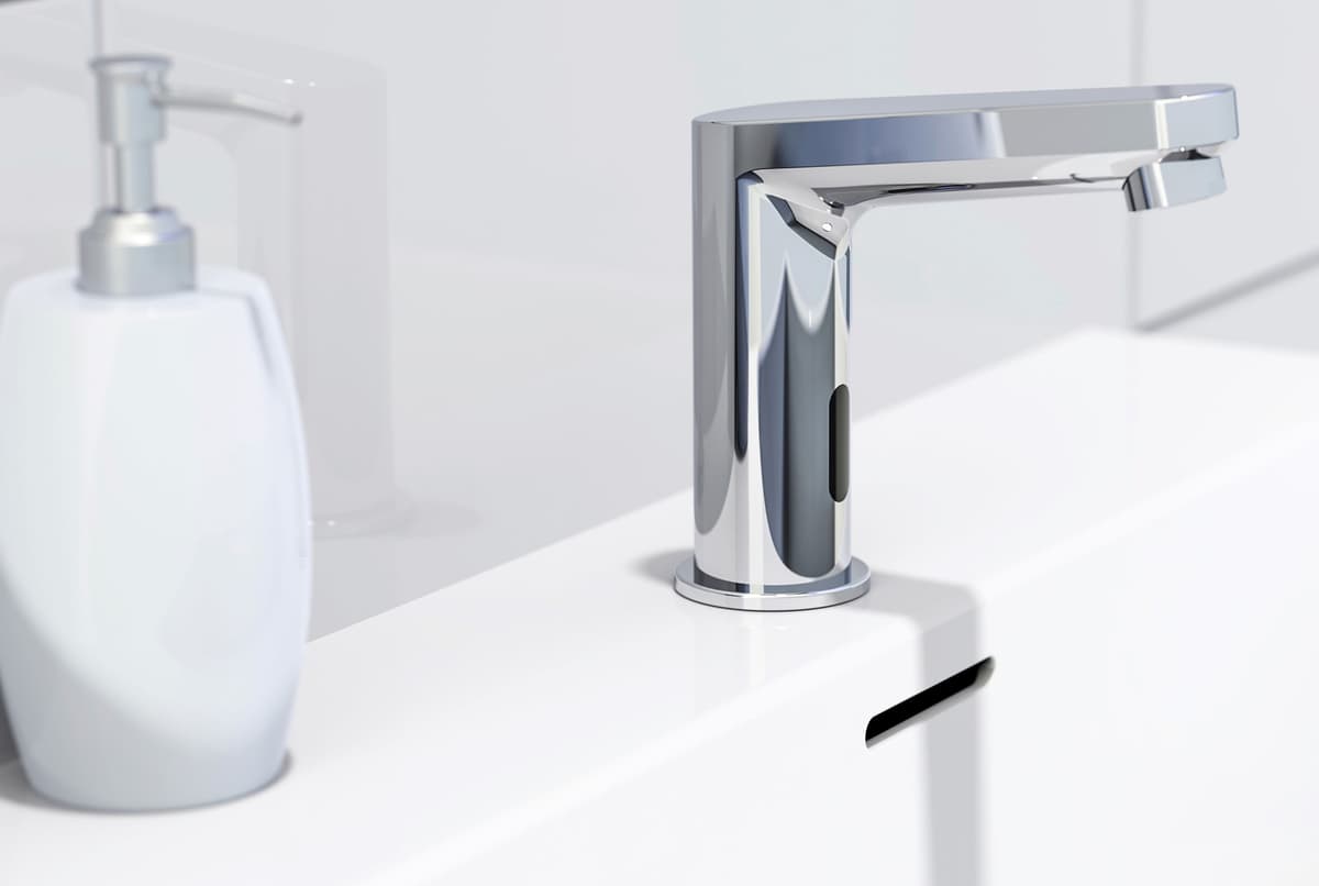 Waschtischarmatur SCHÜTTE "VITAL", silber (chrom), B:5cm H:14cm T:15cm Ø:5cm, Messing, Armaturen, Waschtischarmatur, Wasserhahn mit Sensor, Mischbatterie, Waschbecken Armaturen in Chrom chrom B/H/T: 5cm x 14cm x 15cm
