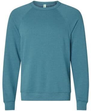 Bella + Canvas 3901 Sponge Fleece Raglan Crewneck Sweatshirt in Heather Deep Teal size XL   Triblend DG3901, BC3901, B3901