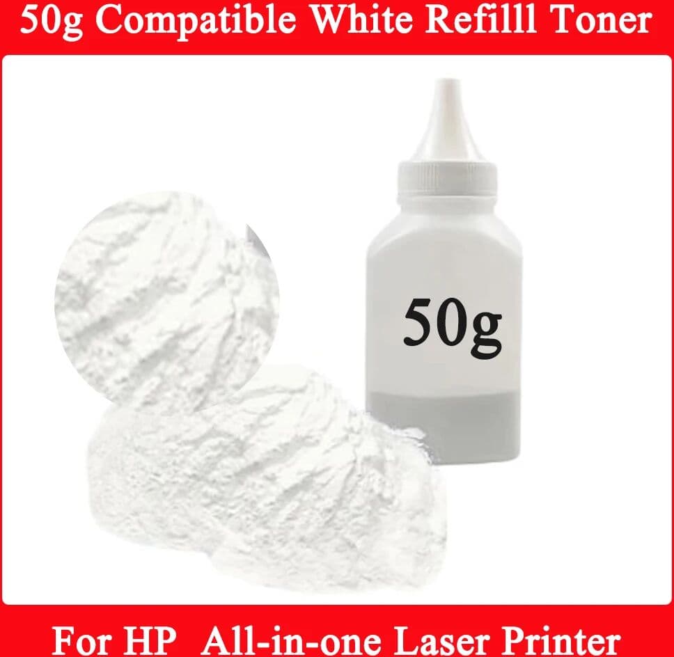 einkshop 1pc 50g White Refilll Toner Powder Compatible For HP All-in-one Laser Printer White Toner Cartridge Powder Universal 50g 1pc