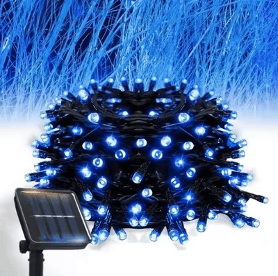 Inspire Curations Outdoors Solar LED Fairy String Lights With 8 Lighting Modes blue 32m 300led
