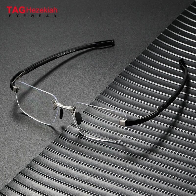 TAGHezekiah TAG Hezekiah Titanium Glasses Frame Men Brand Design Rimless Square Eyeglasses Frames Women Frameless Ultralight Eyewear TH50004