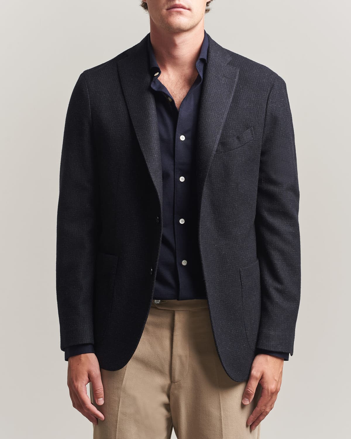 Boglioli K Jacket Wool Houndstooth Blazer Navy men 52 Blå