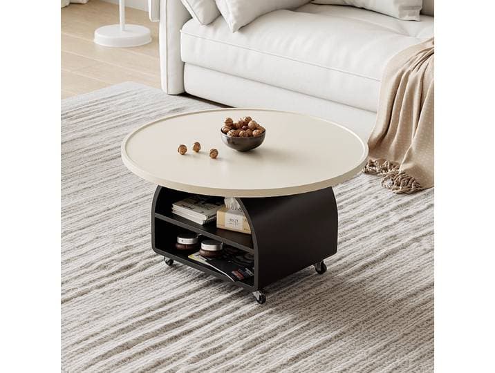 Table basse de Style crème, meubles de salon, Table à thé légère, petite Table ronde de luxe avec rouleaux, cuisson de peinture