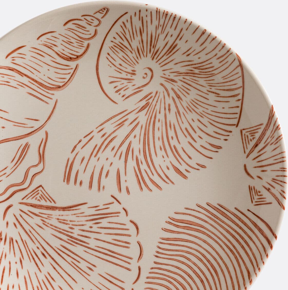 LA REDOUTE INTERIEURS Lot de 4 assiettes plates en céramique, motif coquillage, OMANA