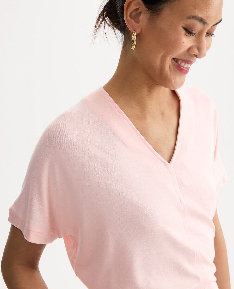 ANNE WEYBURN T-shirt col V, manches courtes, en jersey