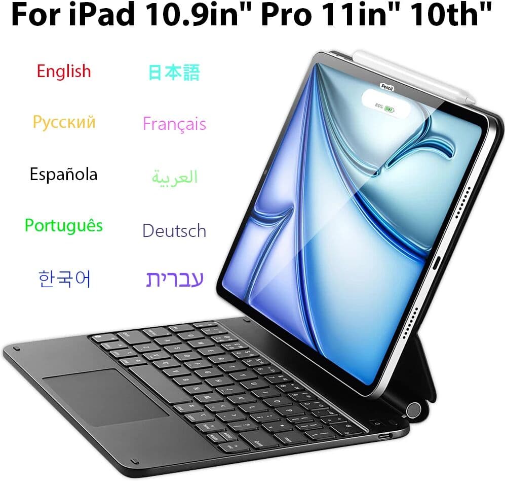 EMTRA For Ipad Case For IPad 10th Air 4 5 11in12.9in Magnetic Smart Magic Keyboard Backlit Multi-Touch Pad Bluetooth Wireless Keyboard