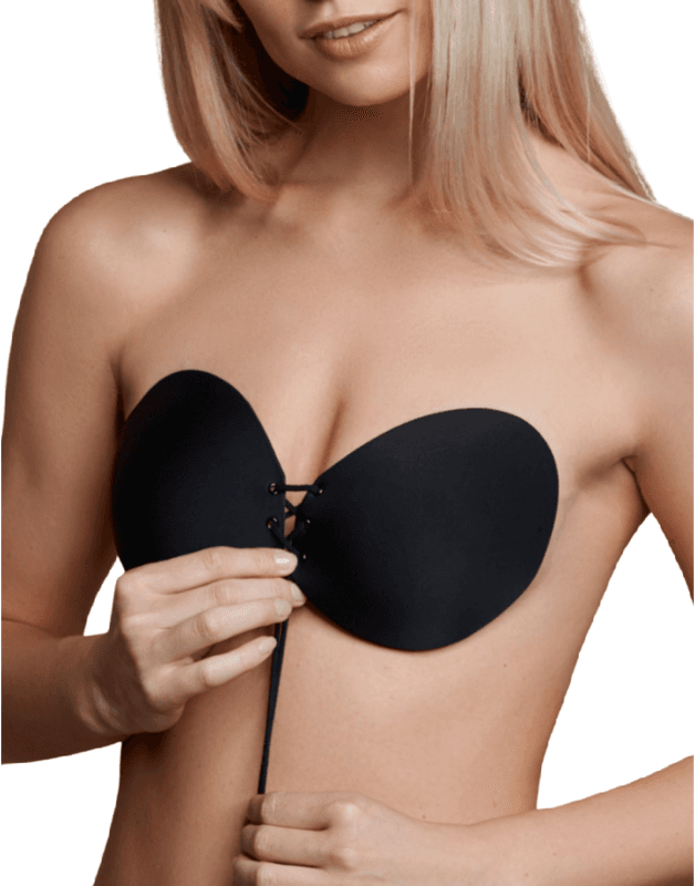 BYE BRA - BRAS Reggiseno Adesivo Senza Spalline Bye-Bra Round Lace-It — Nero