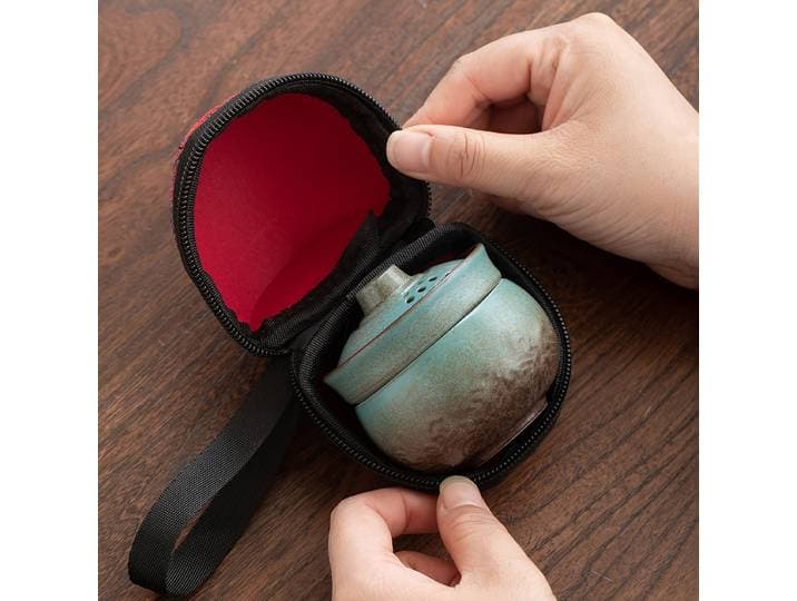 Service à thé miniature pour le camping - Tasse individuelle en céramique incassable avec étui de transport Ultra-léger, équipement de randonnée, kit de brassage portable