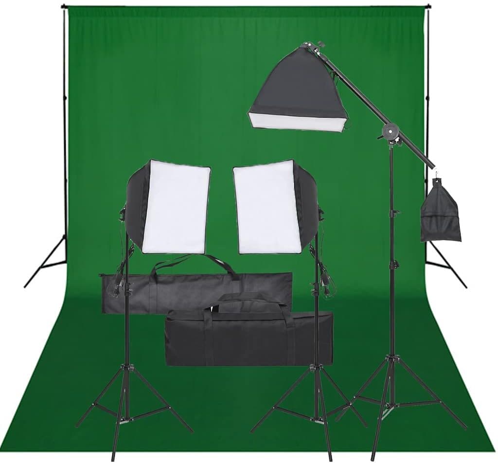 vidaXL Kit de studio photo avec éclairage et toile de fond
