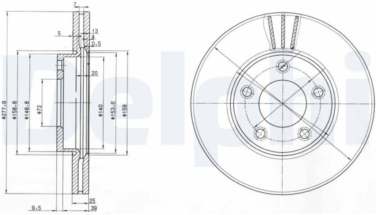 Disque de frein DELPHI BG3927 avant, ventilé, 2 pièce