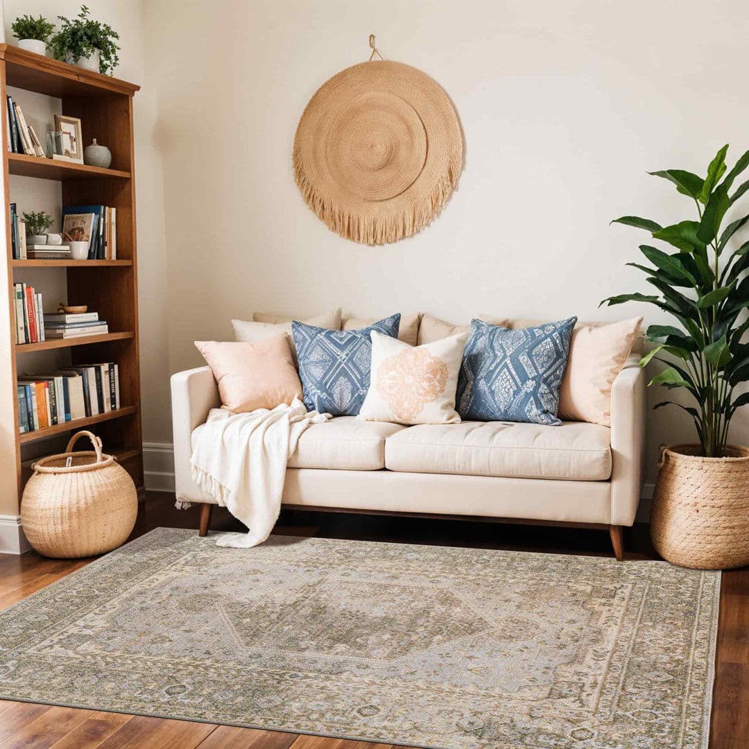 Blue Elephant Machine Washable Traditionnal Boho Camel Area Rug Beige;Brown;Gray Rectangle 160 x 213cm