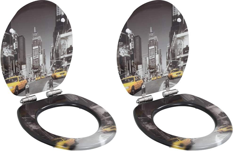 vidaXL lot de 2 Siège WC MDF Couvercle à fermeture en douceur New York