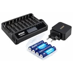 XTAR MX8 8-fach Ladegerät für 1,5V Li-Ion, 3,6-3,7V Li-Ion, 1,2V NiMH Akkus, inkl. 8 Stück AA 1,5V 2500mAh Li-Ion Akkus und USB-C PD Schnell-Ladegerät