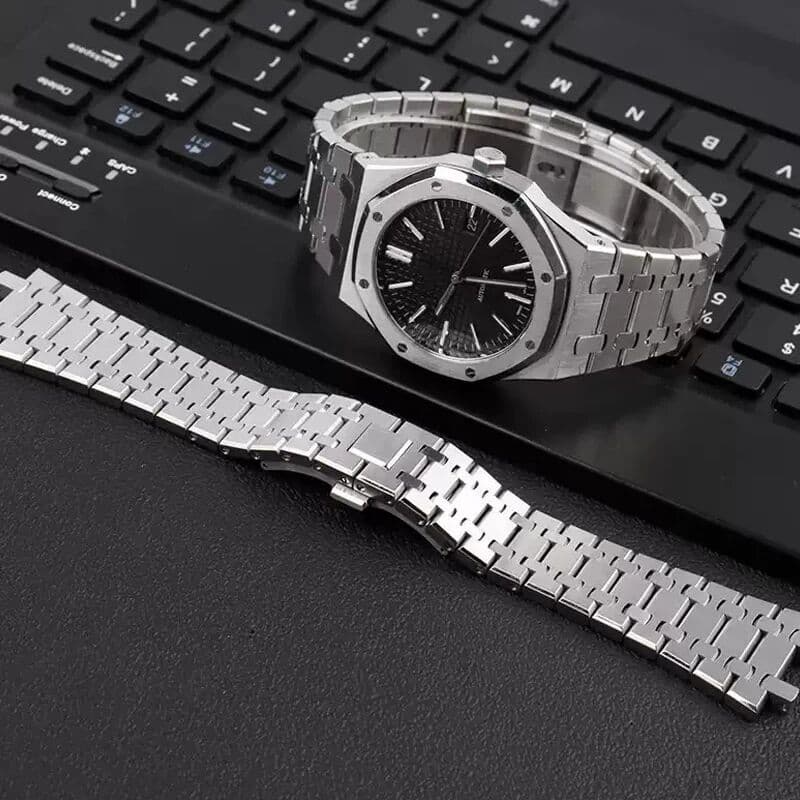 NONE Watchband 21mm 26mm Men Women Full Stainless Steel Bracelet For AP ROYAL OAK 15400 26331 15500 Watch Strap Folding Buckle