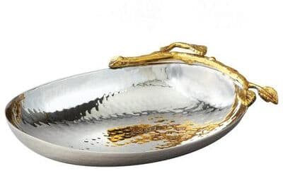 Elegance Heim Concept Golden Vine Hammered Stainless Steel Nut Bowl