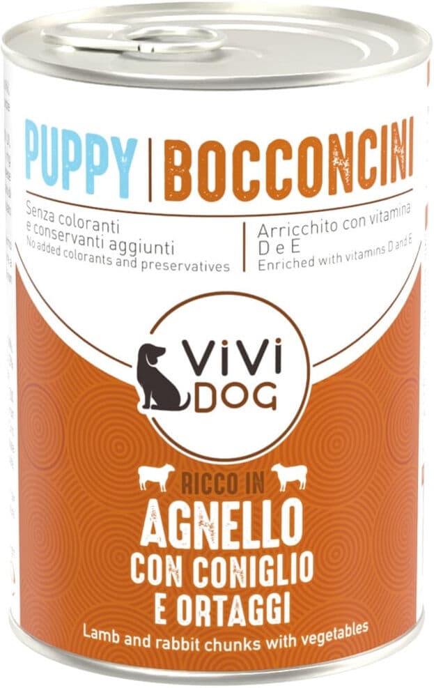 ViVi Dog Puppy Bocconcini 415G AGNELLO CON CONIGLIO E ORTAGGI