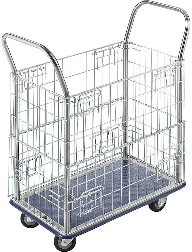 kaiserkraft Gitterwagen, verzinkte Seitengitter, mit Edelstahl-Schiebebügeln, Tragfähigkeit 220 kg, ab 5 Stk