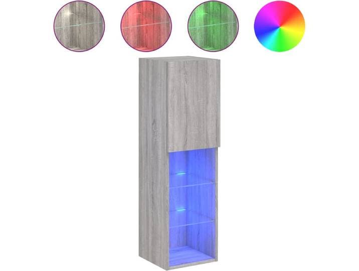 vidaXL - Tv-meubel - met - LED-verlichting - 30\,5x30x102 - cm - grijs - sonoma - eiken