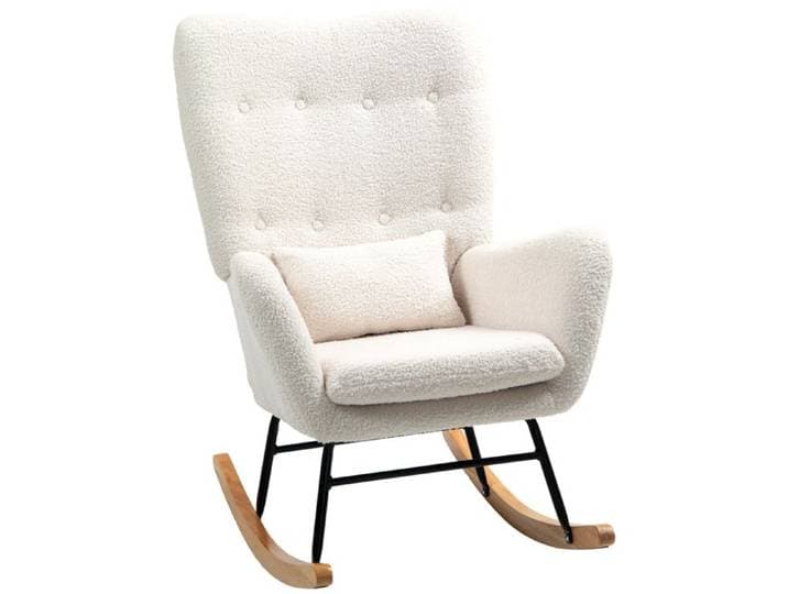 Fauteuil à bascule homcom fauteuil à bascule avec accoudoirs Teddy Fabric look fauteuil de soins avec glissière en bois coussin
