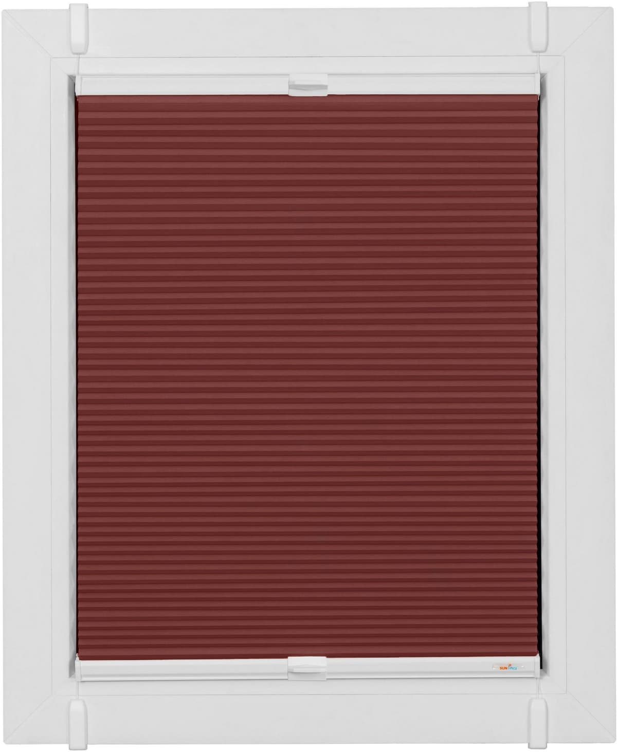 Plissee SUNLINES "Start-up Style Honeycomb, ohne Bohren, nach Maß. verdunkelnd", rot (ziegelrot, weiß, weiß), B:69cm H:85cm, Obermaterial: 100% Polyester, Plissees, Plissee, verspannt mit Simply-Fix Klemmträger, Wabenplissee, nach Maß