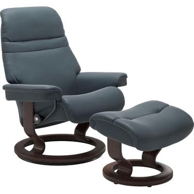 Relaxsessel STRESSLESS "Sunrise", blau (atlantic blau batick), B:79cm H:103cm T:73cm, Leder BATICK: BATICK ist ein leicht korrigiertes, durchgefärbtes und genarbtes Möbelleder, bei dem die meisten Unebenheiten und Spuren in der Regel entfernt...