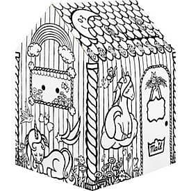 Bankers Box Spielhaus XL Playhouse Unicorn, Einhorn-Motiv, Wellpappe, bemalbar, Türen/Fenster, FSC-zertifiziert, B 813 x T 813 x H 1213 mm, weiss