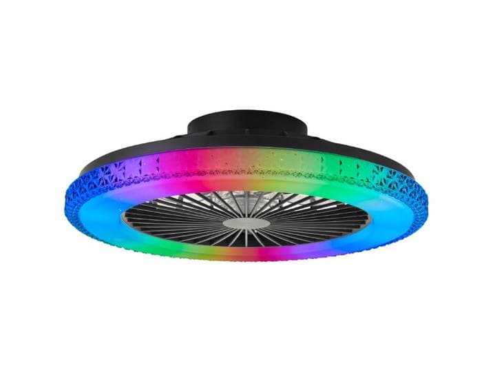 Zwarte ventilator Badria met RGB functie Brilliant - G60040/06