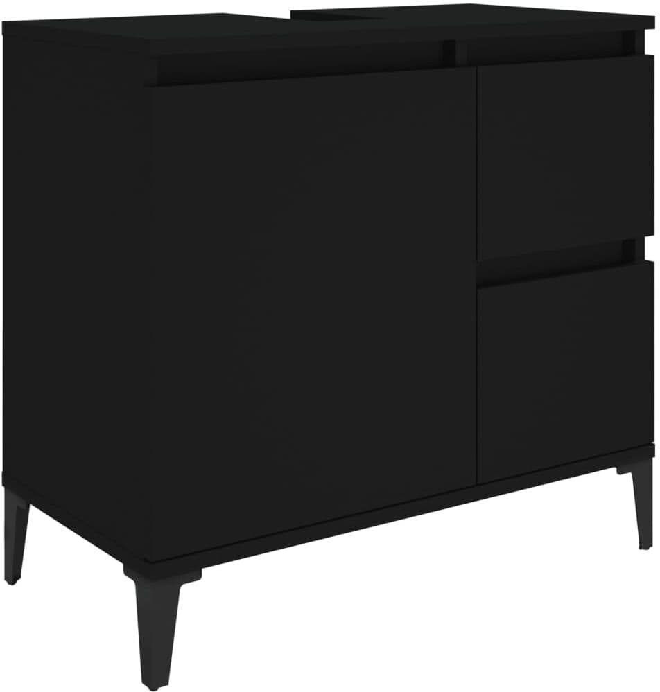 vidaXL Ensemble de meubles salle de bain 3 pcs noir bois d'ingénierie