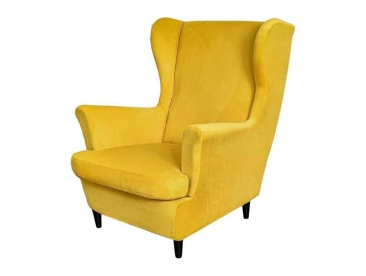 Housses de chaise à oreilles extensibles\, 2 pièces Housse de canapé Strandmon en velours de couleur unie\, for fauteuil\, chaises\, salon\, chambre à coucher\, hôtel(Turmeric)