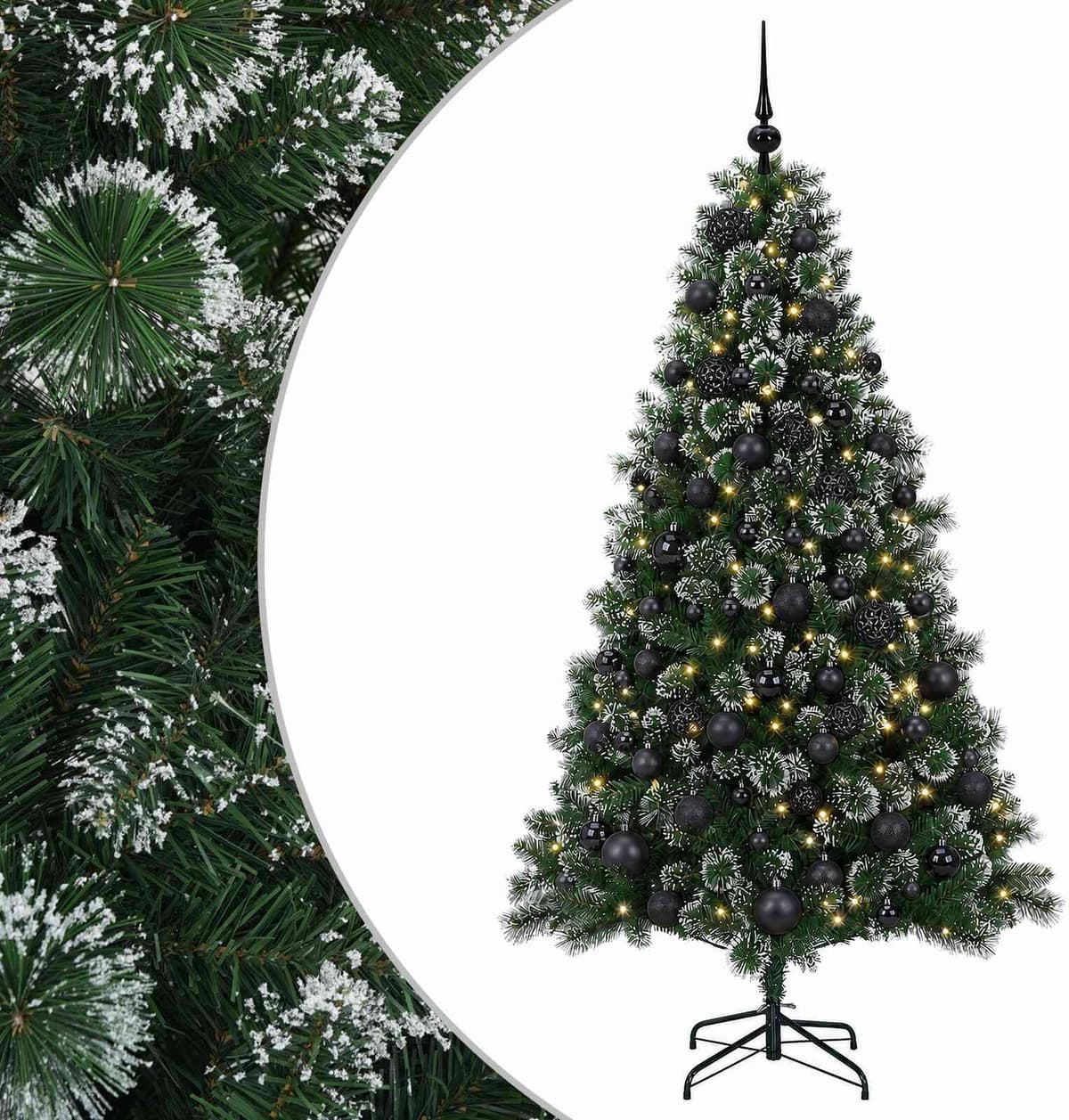 vidaXL Arbre de Noël Artificiel avec Boule 210 cm 300 LED Blanc chaud