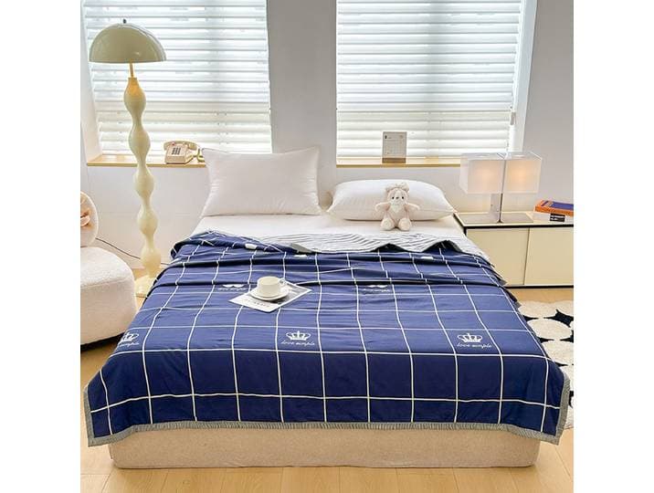 Couette d'été SRETNO en coton lavé imprimé, effet rafraîchissant, avec garnissage en polyester soie glacée ultra-fine pour la climatisation