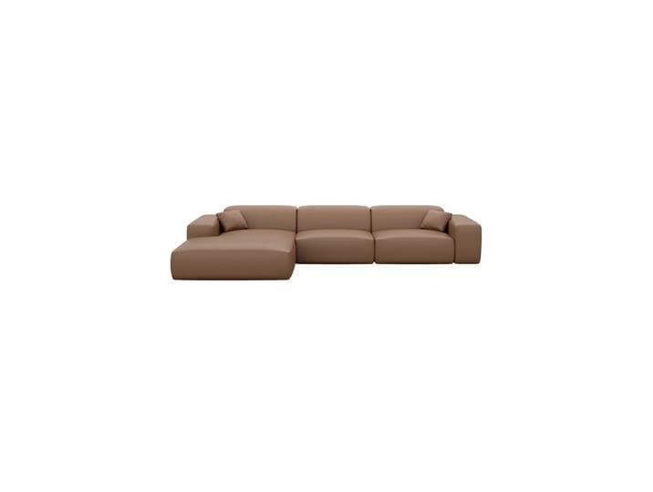 4-Sitzer Design Echtleder Ecksofa „Alviera“ mit Relaxfunktion Echtleder Choco Brown BLOOMINGLOFT Collection