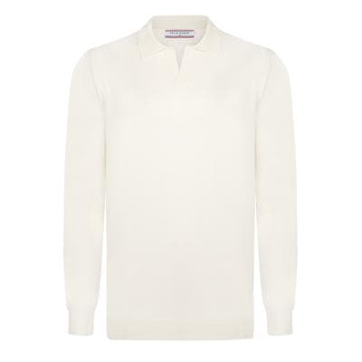 Polokragenpullover FELIX HARDY "Pullover mit Polokragen", Herren, Gr. M, weiß (ecru), 100% Baumwolle, Pullover