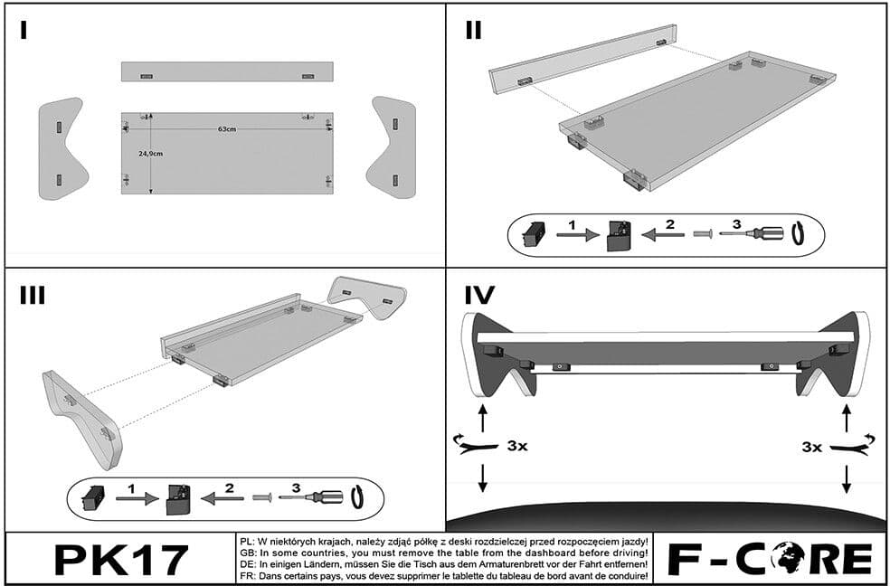 F-CORE PK17 BLUE Dash table